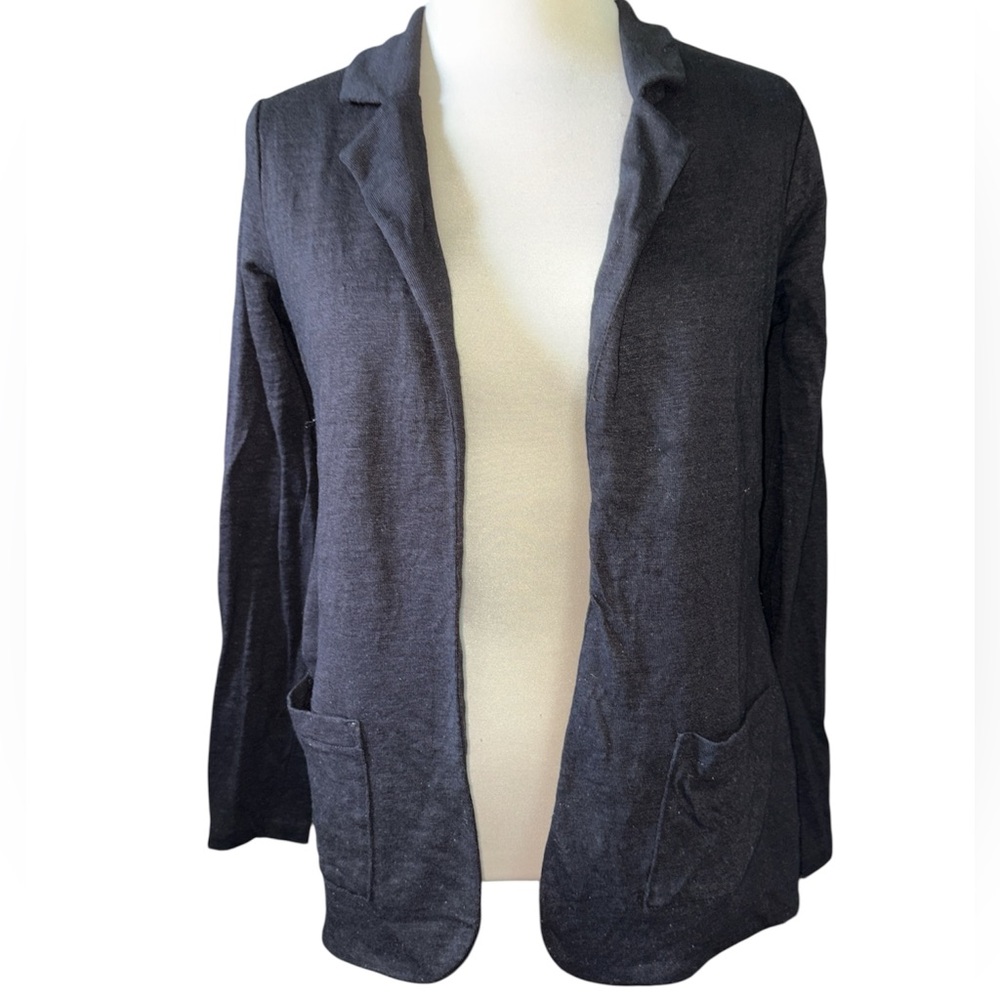 Rachel Zoe cardigan open front collared pockets 100% linen long sleeve Sz small